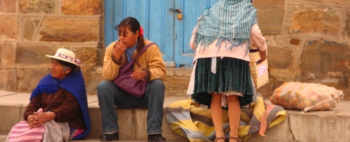 "Campesino" women transporting goods at Villazon, Bolivia.