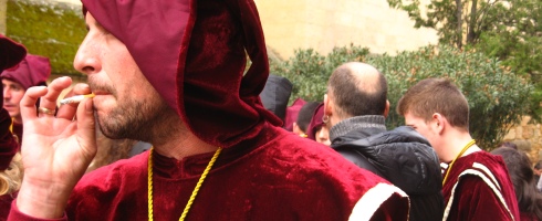 My analogy for the financial services industry - a hooded penitent who, when the hood is lifted, you can see is...well, smoking a fag. I'm working on my analogies. Semana Santa, Segovia, Spain, 2011. My own photo.